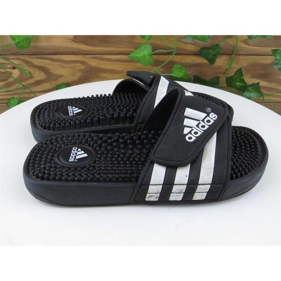 adidas Shoes Sz 2 Slide Boys Youth Black Synthetic Hook & Loop Medium - Picture 5 of 10